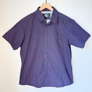 Monument Men’s 100% Cotton Bird Eye Pattern Button Up Short Sleeve Top Sz L